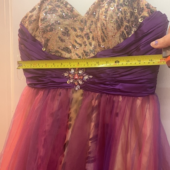 Pink sparkly mini dress with cheetah print accents good for prom or party - Picture 10 of 11